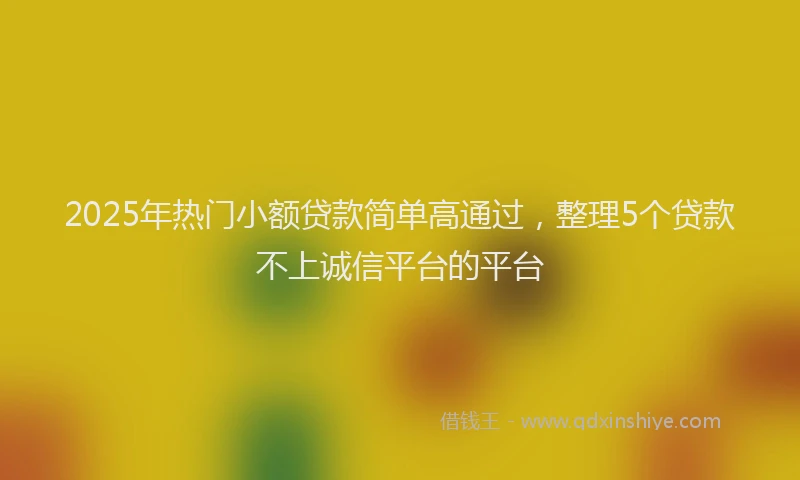 2025年热门小额贷款简单高通过，整理5个贷款不上诚信平台的平台