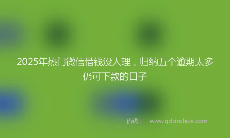2025年热门微信借钱没人理，归纳五个逾期太多仍可下款的口子