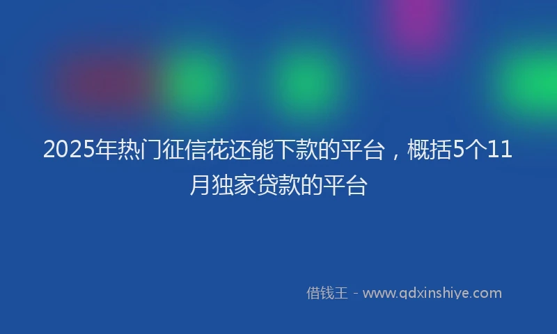 2025年热门征信花还能下款的平台，概括5个11月独家贷款的平台