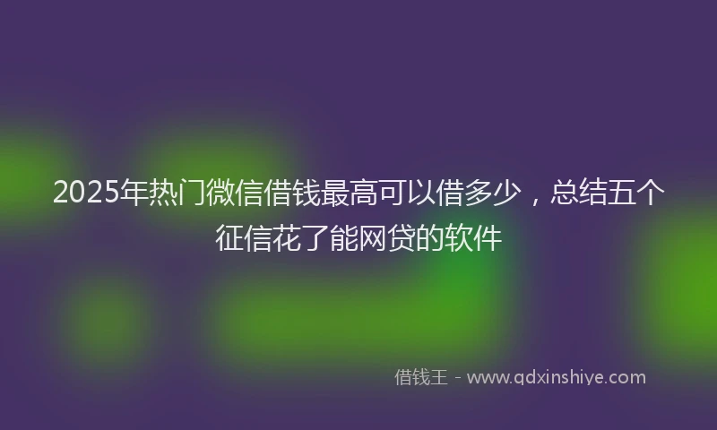 2025年热门微信借钱最高可以借多少,总结五个征信花了能网贷的软件