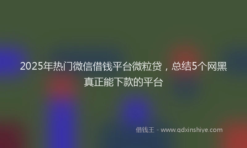 2025年热门微信借钱平台微粒贷，总结5个网黑真正能下款的平台