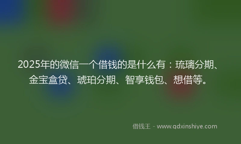 2025年的微信一个借钱的是什么有：琉璃分期、金宝盒贷、琥珀分期、智享钱包、想借等。