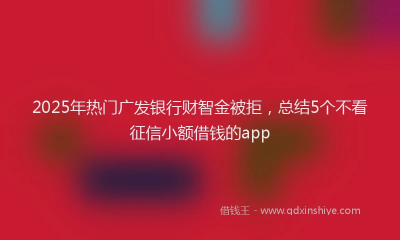 2025年热门广发银行财智金被拒，总结5个不看征信小额借钱的app