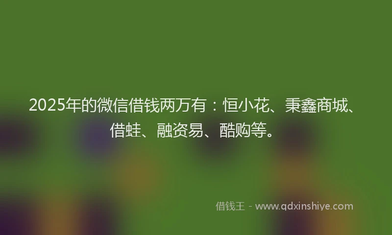 2025年的微信借钱两万有：恒小花、秉鑫商城、借蛙、融资易、酷购等。