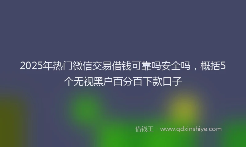 2025年热门微信交易借钱可靠吗安全吗，概括5个无视黑户百分百下款口子