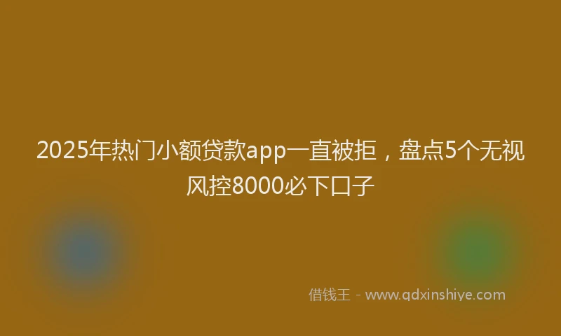 2025年热门小额贷款app一直被拒，盘点5个无视风控8000必下口子