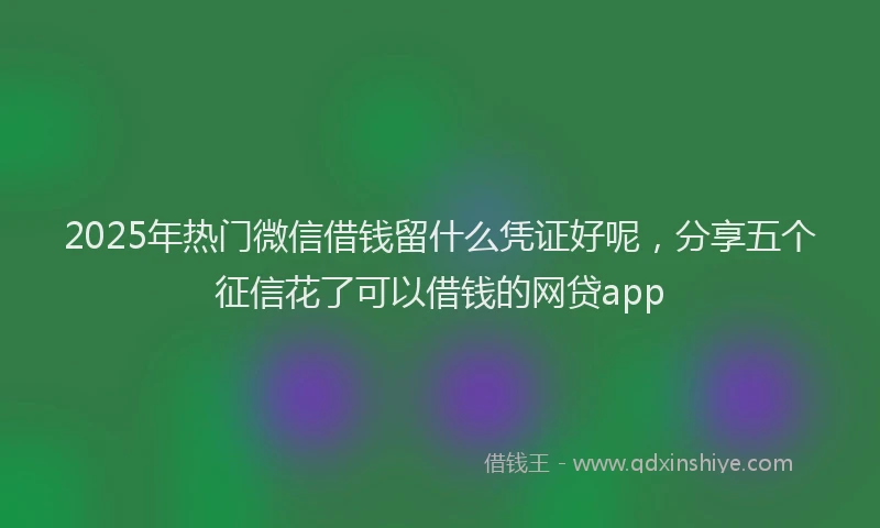 2025年热门微信借钱留什么凭证好呢，分享五个征信花了可以借钱的网贷app