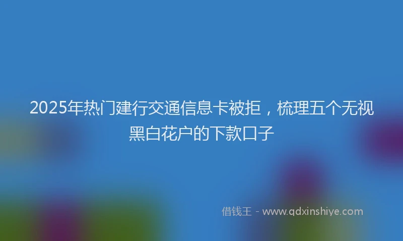 2025年热门建行交通信息卡被拒，梳理五个无视黑白花户的下款口子
