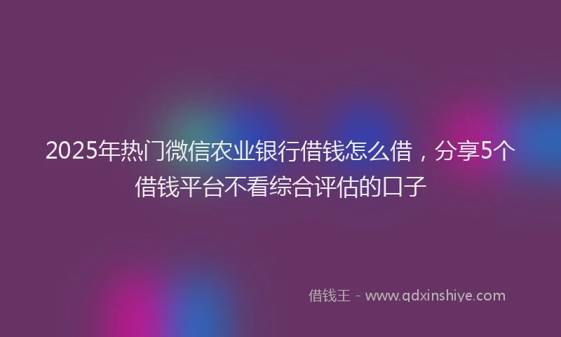 2025年热门微信农业银行借钱怎么借，分享5个借钱平台不看综合评估的口子