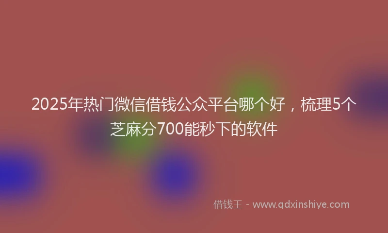 2025年热门微信借钱公众平台哪个好，梳理5个芝麻分700能秒下的软件