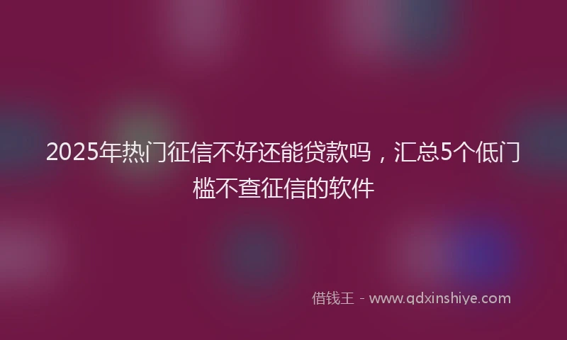 2025年热门征信不好还能贷款吗,汇总5个低门槛不查征信的软件