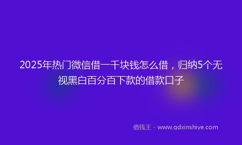 2025年热门微信借一千块钱怎么借，归纳5个无视黑白百分百下款的借款口子