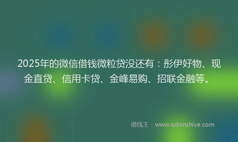 2025年的微信借钱微粒贷没还有:彤伊好物、现金直贷、信用卡贷、金峰易购、招联金融等。