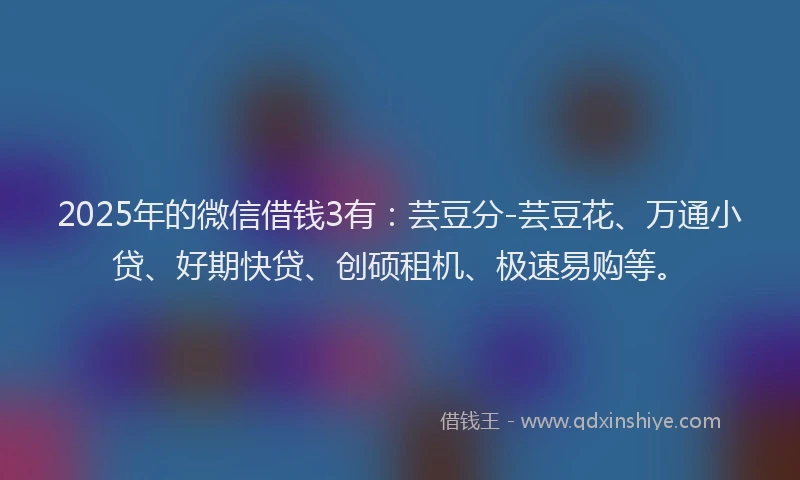 2025年的微信借钱3有：芸豆分-芸豆花、万通小贷、好期快贷、创硕租机、极速易购等。