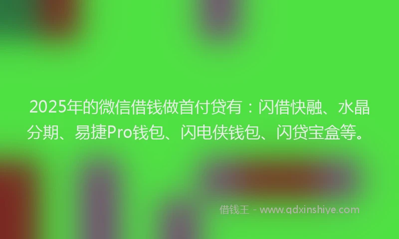 2025年的微信借钱做首付贷有：闪借快融、水晶分期、易捷Pro钱包、闪电侠钱包、闪贷宝盒等。