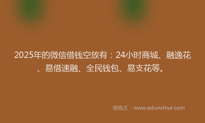 2025年的微信借钱空放有：24小时商城、融逸花、易借速融、全民钱包、易支花等。