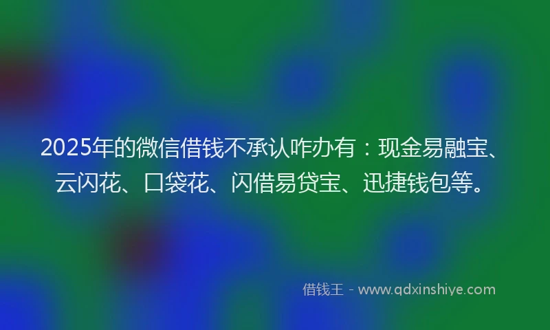 2025年的微信借钱不承认咋办有：现金易融宝、云闪花、口袋花、闪借易贷宝、迅捷钱包等。