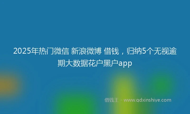 2025年热门微信 新浪微博 借钱，归纳5个无视逾期大数据花户黑户app