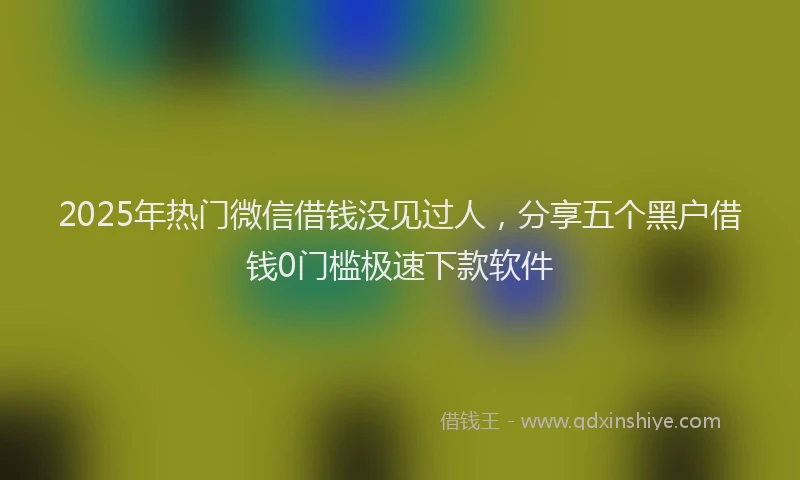 2025年热门微信借钱没见过人，分享五个黑户借钱0门槛极速下款软件