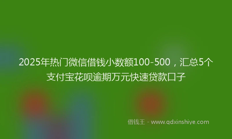 2025年热门微信借钱小数额100-500，汇总5个支付宝花呗逾期万元快速贷款口子
