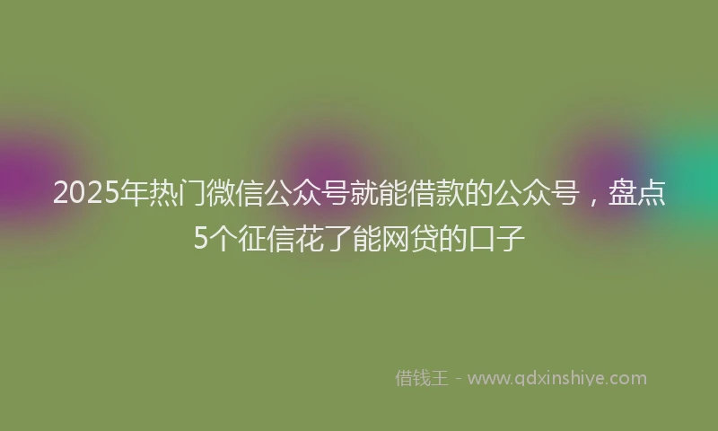 2025年热门微信公众号就能借款的公众号，盘点5个征信花了能网贷的口子