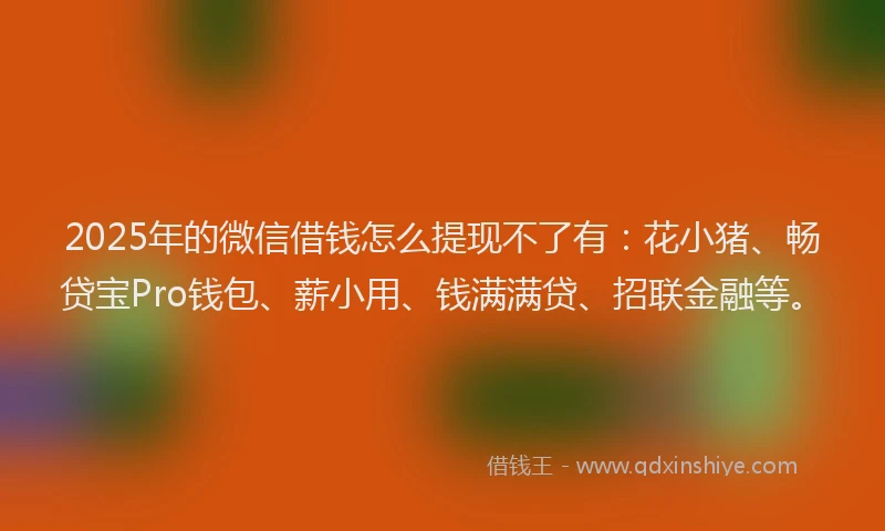 2025年的微信借钱怎么提现不了有：花小猪、畅贷宝Pro钱包、薪小用、钱满满贷、招联金融等。