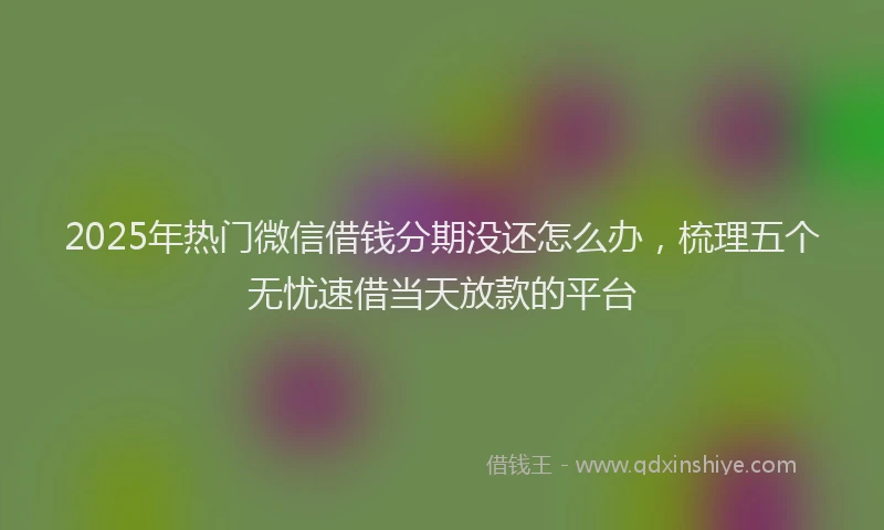 2025年热门微信借钱分期没还怎么办，梳理五个无忧速借当天放款的平台