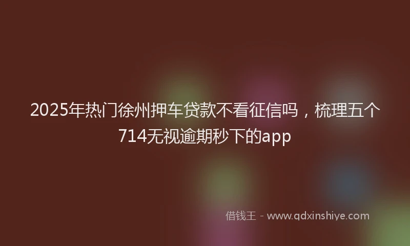 2025年热门徐州押车贷款不看征信吗，梳理五个714无视逾期秒下的app