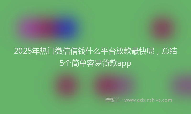 2025年热门微信借钱什么平台放款最快呢，总结5个简单容易贷款app