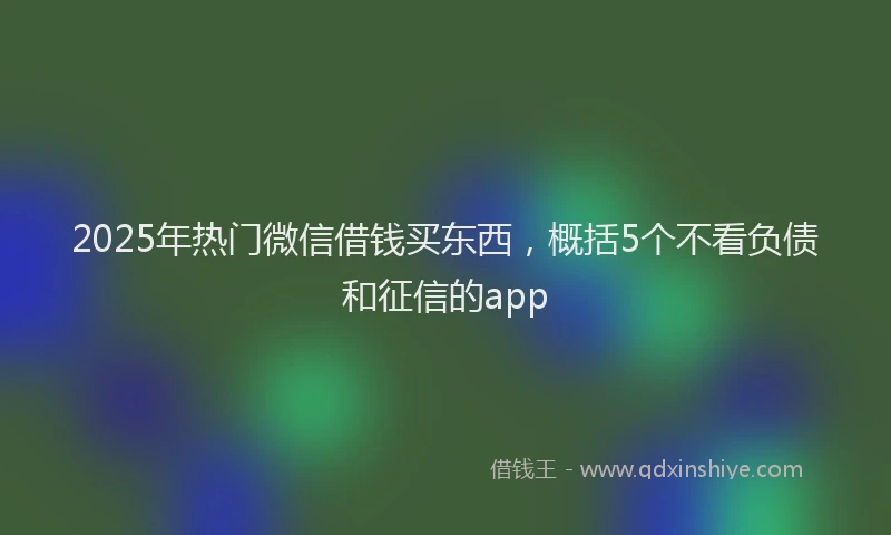 2025年热门微信借钱买东西，概括5个不看负债和征信的app
