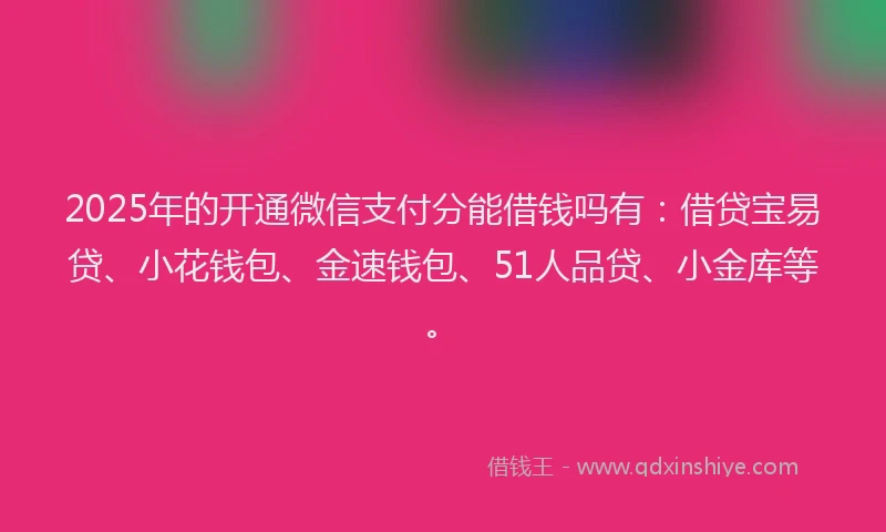 2025年的开通微信支付分能借钱吗有：借贷宝易贷、小花钱包、金速钱包、51人品贷、小金库等。