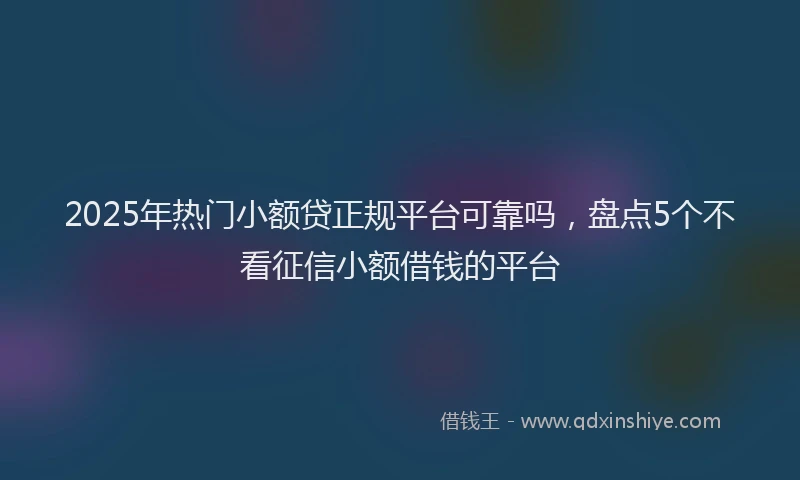 2025年热门小额贷正规平台可靠吗，盘点5个不看征信小额借钱的平台