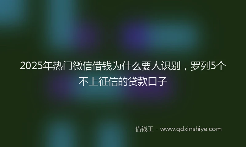 2025年热门微信借钱为什么要人识别，罗列5个不上征信的贷款口子