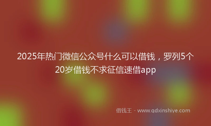 2025年热门微信公众号什么可以借钱，罗列5个20岁借钱不求征信速借app
