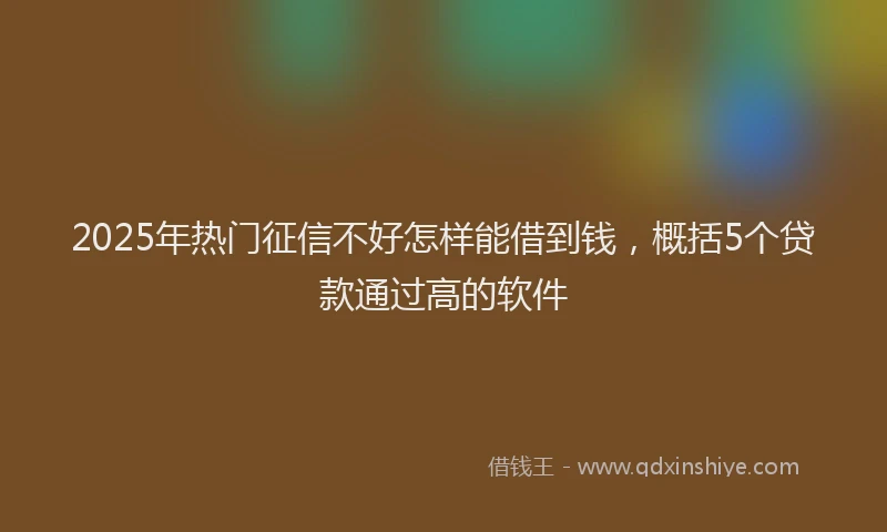 2025年热门征信不好怎样能借到钱，概括5个贷款通过高的软件