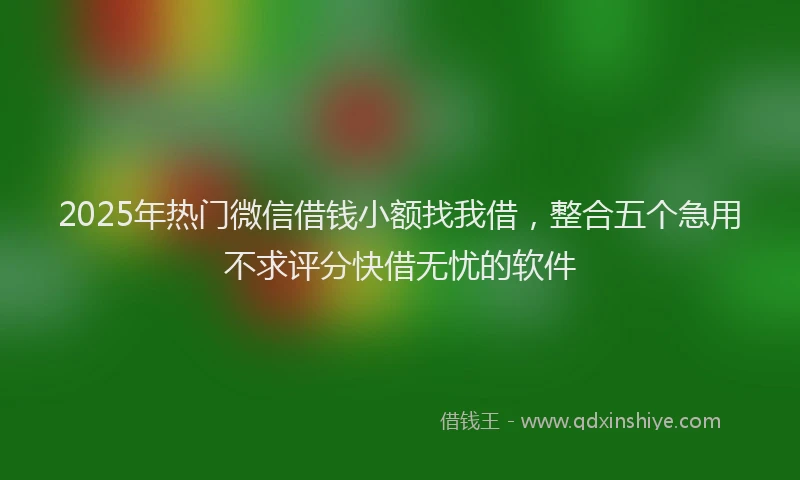2025年热门微信借钱小额找我借，整合五个急用不求评分快借无忧的软件
