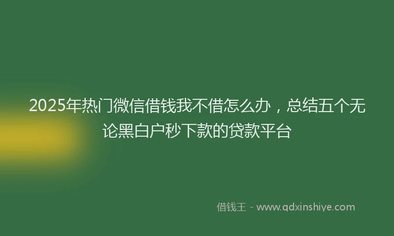 2025年热门微信借钱我不借怎么办，总结五个无论黑白户秒下款的贷款平台