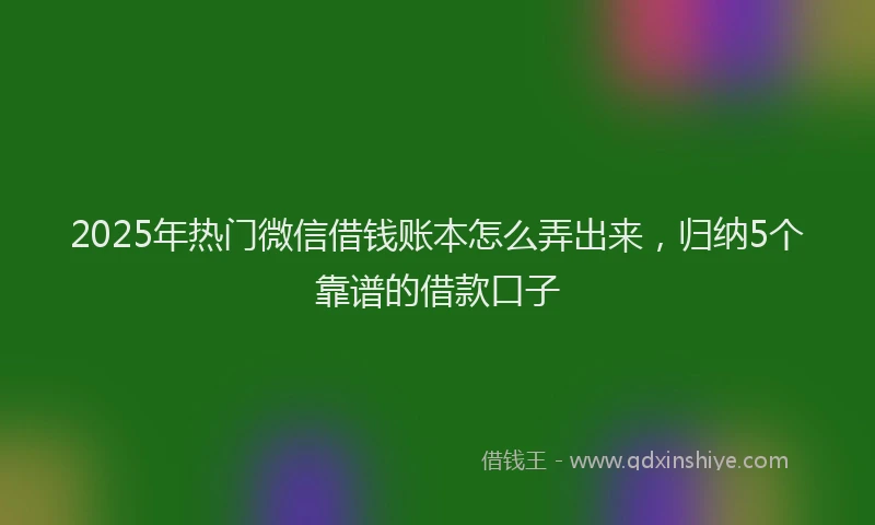 2025年热门微信借钱账本怎么弄出来，归纳5个靠谱的借款口子