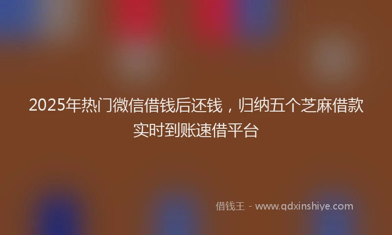2025年热门微信借钱后还钱,归纳五个芝麻借款实时到账速借平台