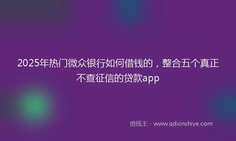 2025年热门微众银行如何借钱的，整合五个真正不查征信的贷款app
