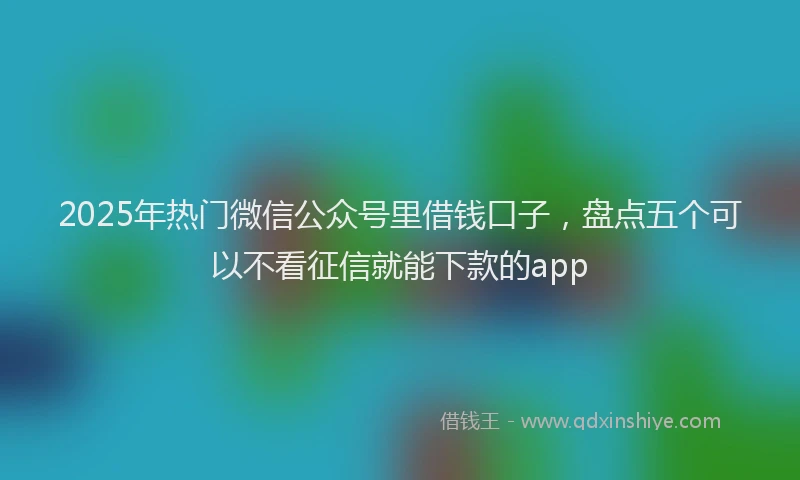 2025年热门微信公众号里借钱口子，盘点五个可以不看征信就能下款的app