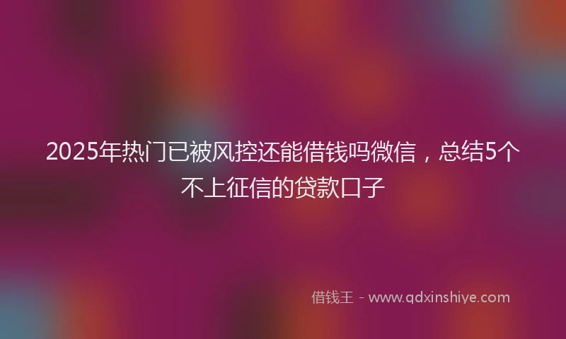 2025年热门已被风控还能借钱吗微信，总结5个不上征信的贷款口子