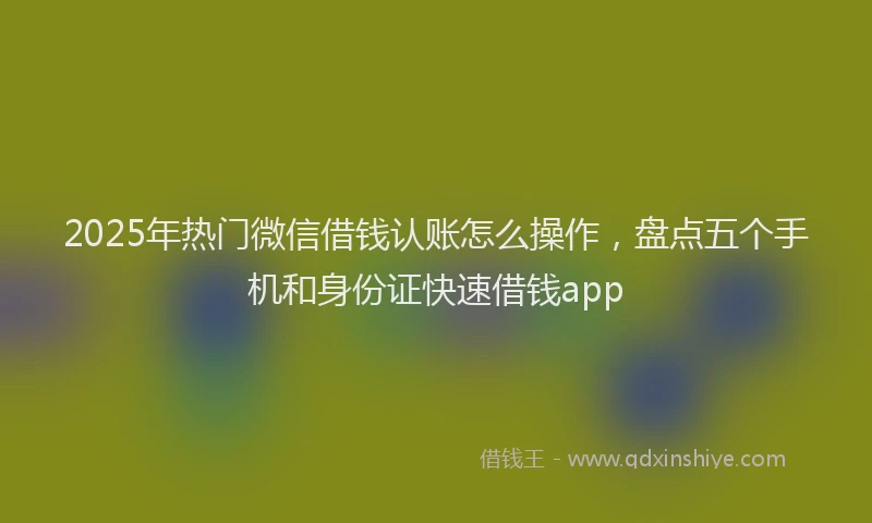 2025年热门微信借钱认账怎么操作，盘点五个手机和身份证快速借钱app