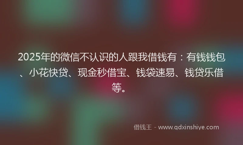 2025年的微信不认识的人跟我借钱有：有钱钱包、小花快贷、现金秒借宝、钱袋速易、钱贷乐借等。