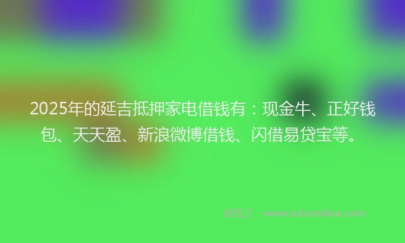 2025年的延吉抵押家电借钱有：现金牛、正好钱包、天天盈、新浪微博借钱、闪借易贷宝等。
