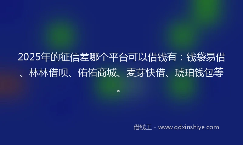 2025年的征信差哪个平台可以借钱有：钱袋易借、林林借呗、佑佑商城、麦芽快借、琥珀钱包等。