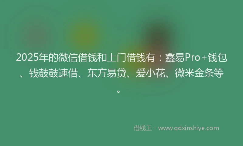 2025年的微信借钱和上门借钱有：鑫易Pro+钱包、钱鼓鼓速借、东方易贷、爱小花、微米金条等。