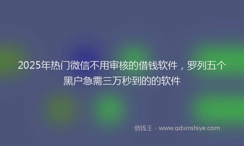 2025年热门微信不用审核的借钱软件，罗列五个黑户急需三万秒到的的软件