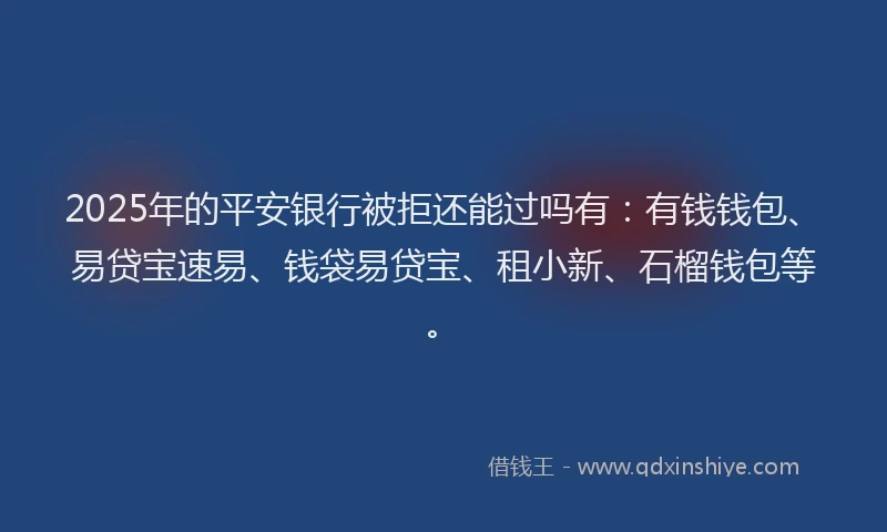 2025年的平安银行被拒还能过吗有：有钱钱包、易贷宝速易、钱袋易贷宝、租小新、石榴钱包等。