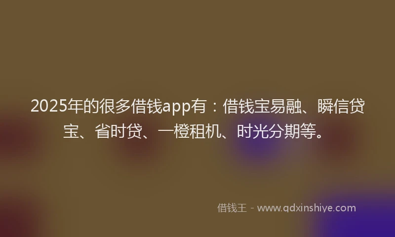 2025年的很多借钱app有：借钱宝易融、瞬信贷宝、省时贷、一橙租机、时光分期等。